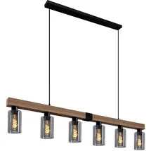 GLOBO Hängelampe 6-flg. 140 cm rechteckig/Rauchglas/Metall schwarz