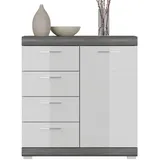 inn.furn Kommode 80 x 85 cm Weiß Hochglanz / Grau