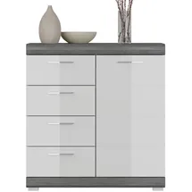 inn.furn Kommode 80 x 85 cm Weiß Hochglanz / Grau