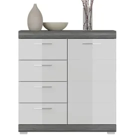inn.furn Kommode 80 x 85 cm Weiß Hochglanz / Grau