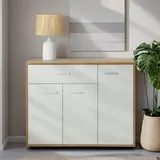 CARO-Möbel Kommode Sonoma Eiche, Weiß, Holzwerkstoff, Mode, 88x70x30 cm breit