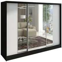 A&J MöbelLand Schiebetürenschrank VIDA 200 x 215 x 59,5 cm Schwarz/Weiß