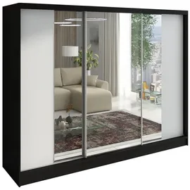 A&J MöbelLand Schiebetürenschrank VIDA 200 x 215 x 59,5 cm Schwarz/Weiß