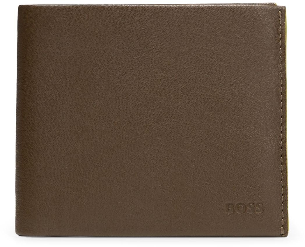 BOSS Herren Argon 8CC Geldbörse aus Leder mit Logo-Prägung und acht Kartenfächern Hellgrün Stck
