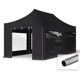 TOOLPORT Faltpavillon 3 x 6 m inkl. 4 Seitenteile Schwarz