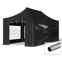 TOOLPORT Faltpavillon 3 x 6 m inkl. 4 Seitenteile Schwarz