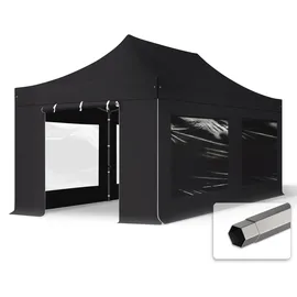 TOOLPORT Faltpavillon 3 x 6 m inkl. 4 Seitenteile Schwarz