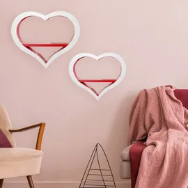 BHP Wandregal 45 x 8,5 x 38 cm Weiß Rot