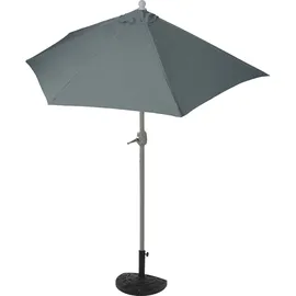 MCW Sonnenschirm halbrund Lorca, Halbschirm Balkonschirm, UV 50+ Polyester/Alu 3kg ~ 300cm anthrazit mit Ständer