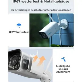 Reolink 4K WLAN Überwachungskamera Außenbereich,Innenbereich 8MP,Farbige Nachtsicht,2,4/5 GHz Dualband-WLAN,Intelligente Erkennung, - Weiß