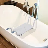 Badewannensitz – Verstellbarer, Hängender Badewannensitz – Badezimmerhocker – Abm. 73-832218cm – Aluminium. Hdpe Weiß