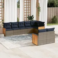 vidaXL Gartensofa-Set 8-tlg. grau Polyrattan