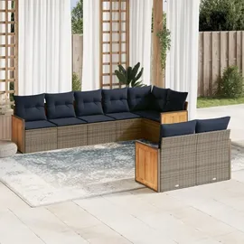 vidaXL Gartensofa-Set 8-tlg. grau Polyrattan