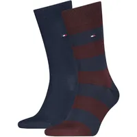 Socken TOMMY HILFIGER "TH MEN RUGBY SOCK 2P", Damen, Gr. 39-42, deep rouge, Baumwollmischung, normal, Socken Socken, mit Rippenstrickbündchen, atmungsaktiv