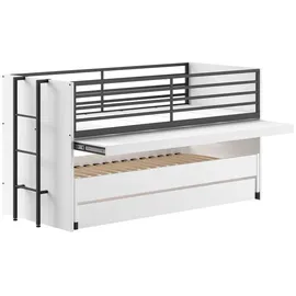 Vipack Halbhochbett SAM 90 x 200 cm Eiche Melamin Dekor weiß schwarz