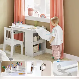SoBuy Kindersitzgruppe KMB60 1 Tisch 1 Stuhl Kiefer weiß