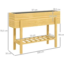 Outsunny - Hochbeet - 100Lx30Wx70.5Hcm - Naturholz