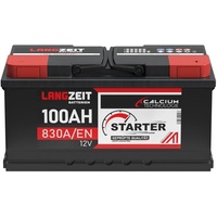 LANGZEIT lead acid Autobatterie 100AH 12V 830A/EN +30% Startleistung Batterie ersetzt 95Ah 88Ah 90Ah, komaptibel mit PKW