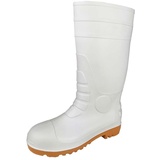 ZHENSI Herren-Gummistiefel Arbeitsstiefel Stahlkappe Sicherheitsstiefel wasserdichte rutschfeste Lebensmittel-Gummistiefel Unisex,Weiß,45 EU - 45 EU