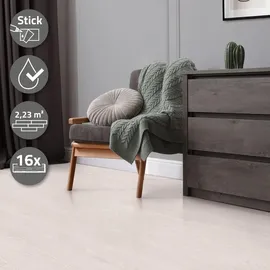 ML-Design Deluxe PVC Bodenbelag, Selbstklebende Vinylboden, 16 Dielen, Weiß Eiche,