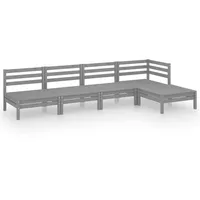 vidaXL Garten-Lounge-Set 5-tlg. Massivholz Kiefer grau