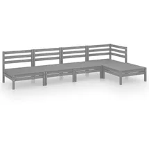 vidaXL Garten-Lounge-Set 5-tlg. Massivholz Kiefer grau