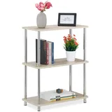 Relaxdays 3 Ebenen Regal, niedriges Küchenregal, multifunktional, offen, MDF/Metall, Standregal HBT: 76x60x30 cm, natur