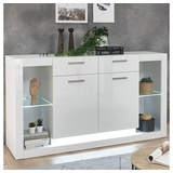 Lomadox Sideboard MAILAND-61, in Hochglanz weiß inkl. LED-Beleuchtung B/H/T: 150/83/43cm weiß