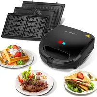 Aigostar - Sandwichmaker 3 in 1, Sandwichtoaster, Kontaktgrill, Waffeleisen 3 in 1, 3 Abnehmbare, Spülmaschinengeeignete und Antihaftbeschichtete