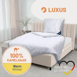 casimum Kamelhaardecke »LUXUS« – 100% Kamelhaar, Größe: 135x200 cm, warme Winterdecke, Bettdecke Kamelflaumhaar, casimum Weiß,