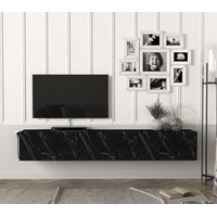 moebel17 TV-Lowboard Damla schwarz Marmor Optik B/H/T: ca. 180x29,5x29,5 cm - schwarz