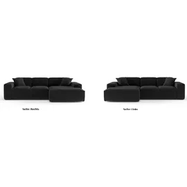 Fun Möbel Ecksofa Designersofa CESINA Stoff Gobi (Vintage Look) Braun Ottomane Rechts - Braun