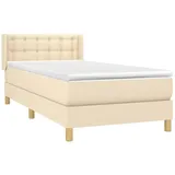 vidaXL Boxspringbett mit Matratze Creme 90x190 cm Stoff