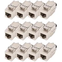 Digitus DN-93816 – Keystone-Modul Cat 8.1 – 12 Stück – RJ45 Netzwerkdose Cat8 Geschirmt – 2000 MHz – 25GBase-T & 40GBase-T – 25 Gbit/s & 40 Gbit/s – AWG 26/7 bis AWG 22/1 – Montage Werkzeugfrei