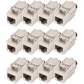 Digitus DN-93816 – Keystone-Modul Cat 8.1 – 12 Stück – RJ45 Netzwerkdose Cat8 Geschirmt – 2000 MHz – 25GBase-T & 40GBase-T – 25 Gbit/s & 40 Gbit/s – AWG 26/7 bis AWG 22/1 – Montage Werkzeugfrei