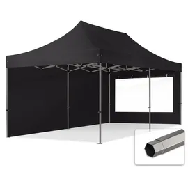 TOOLPORT Faltpavillon 3 x 6 m inkl. 2 Seitenteile Schwarz