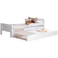 TICAA Einzelbett Kinderbett Jugendbett, Bennet mit Zusatzbett Rausfallschutz & Lattenrost für Schlafzimmer, Kinderzimmer Kiefer Massivholz Bettgestell 90 x 200 cm