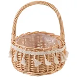 Cabilock Hochzeit Blumenkorb Mit Henkel Rattan Weidenkorb Picknickkorb Braut Blumenkorb Obstkorb Aufbewahrungskorb Rattan Korb Blumenkinder gewebte Korb für Hochzeit Landhaus Deko