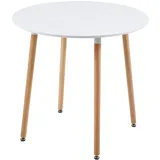 DORAFAIR Rund Esstisch Skandinavisch Küchentisch Modern MDF Esszimmertisch,Büro Konferenztisch Weiß Kaffeetisch,80 * 80 * 72 cm, 4 Beine Natur, Weiß