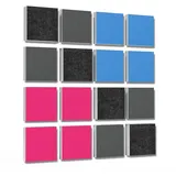 platino24 Akustikplatte 16 Elemente 3D-Set Colore Quadrat 27,5 x 27,5 cm Multicolore grau