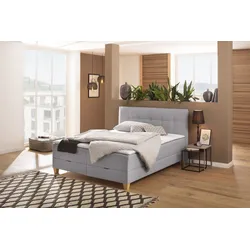 Boxbett HOME AFFAIRE "Lonrai", grau, B:168cm L:227cm, Komplettbetten, in H2,H3 & H4 und XXL - Überlänge 220cm wählbar, inkl. Topper
