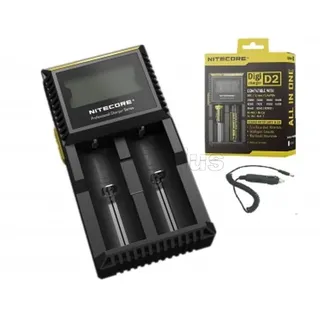 Nitecore Digicharger D2EU - Universalladegerät für Li-Ion, Ni-MH, Ni-CD und LiFePO4 Akkus, LCD Display