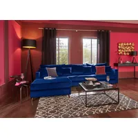 Home Affaire Ecksofa HOME AFFAIRE "Renesse L-Form", blau, B:294cm H:90cm T:184cm, Samtvelours 100% Polyester;Luxus-Microfaser ALTARA NUBUCK (100% Polyester), Sofas, Ecksofa, lose Kissen, Keder an Sitzkissen