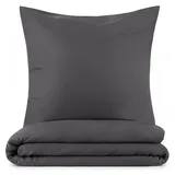 Blumtal Bettwäsche Unifarben Anthrazit 135 x 200 cm + 80 x 80 cm