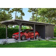 SKANHOLZ Carport Emsland 3,54 x 8,46 m grau mit Abstellraum
