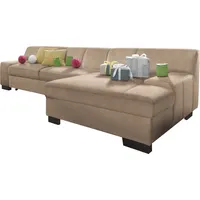 Ecksofa DOMO COLLECTION "Norma, elegant & modern, mit flachen Armlehnen, Breite 268cm, L-Form", braun (cafe), B:268cm H:74cm T:153cm, NaturLEDER in Sitz und Rücken. Korpus in passendem Kunstleder SOFTLUX bezogen;Struktur (90% Polyester, 10% Polyacryl);Mosel Struktur (100% Polyester);Kunstleder SOFTLUX;Microfaser-PRIMABELLE (100% Polyester), Sofas, Ecksofa, wahlweise mit Bettfunktion