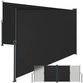 Tectake Seitenmarkise 160 x 600 cm schwarz Aluminium