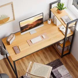seddō Schwarzer Loft-Computertisch mit Metallregalen für Büro oder Schule - Schwarz