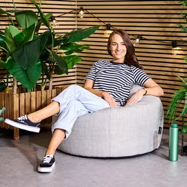 I.C.O.N. icon Sitzsack, Grau, Textil, 200 L, 1-Sitzer, Füllung: EPS Mikroperlen, Rund, 85x50x85 cm, Hergestellt in Deutschland, Oeko-Tex® Standard 100, Gartenmöbel, Gartenstühle, Outdoor-Sitzsäcke