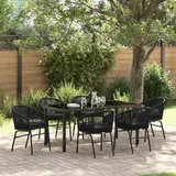 vidaXL Garten Essgruppe 7 pcs Schwarz Pulverbeschichteter Stahl - Schwarz
